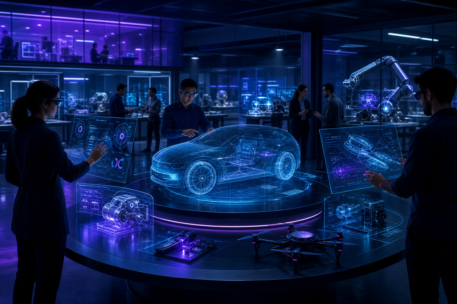 R&D lab with futuristic streaming technology